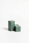 Salt Cube Set |  Pine Green with Beige Stars and Sticks